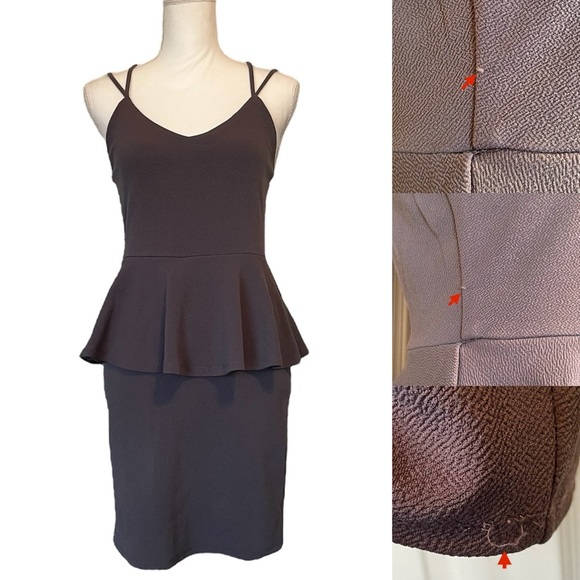 Charlotte Russe Dark Gray Chic Peplum Mini Above-Knee Dress Women’s Medium - Picture 1 of 14